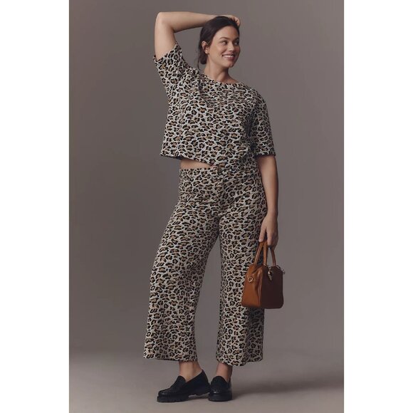The Ettie High-Rise Crop Wide-Leg Pants by Maeve: Knit Edition Animal Print 20W - Picture 4 of 4